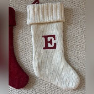 Knit Christmas Stocking with Red E Initial
